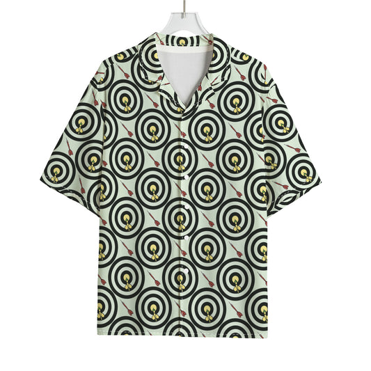Dartboard Cartoon Pattern Print Rayon Hawaiian Shirt