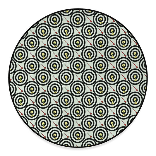 Dartboard Cartoon Pattern Print Round Floor Mat