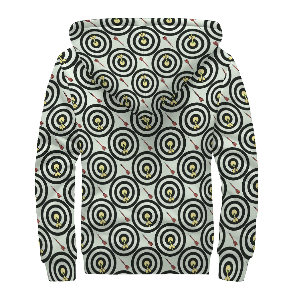 Dartboard Cartoon Pattern Print Sherpa Lined Zip Up Hoodie
