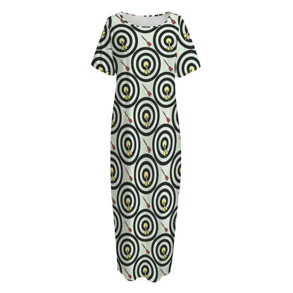 Dartboard Cartoon Pattern Print Short Sleeve Long Nightdress