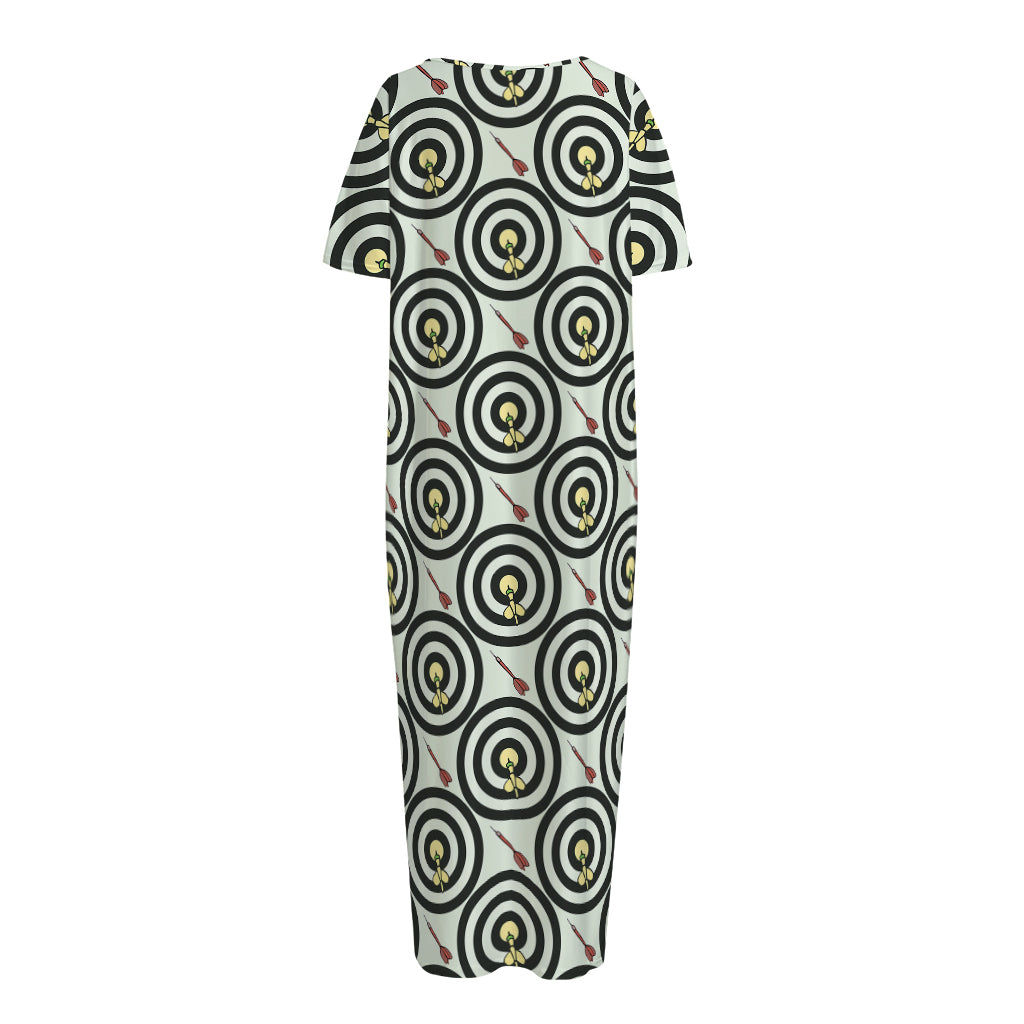 Dartboard Cartoon Pattern Print Short Sleeve Long Nightdress