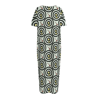 Dartboard Cartoon Pattern Print Short Sleeve Long Nightdress