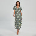 Dartboard Cartoon Pattern Print Short Sleeve Maxi Dress
