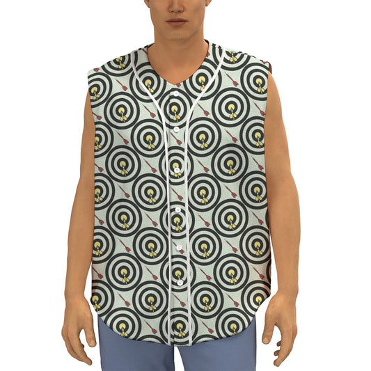 Dartboard Cartoon Pattern Print Sleeveless Baseball Jersey