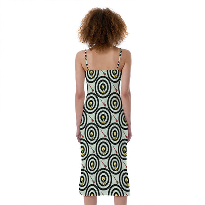 Dartboard Cartoon Pattern Print Slim Fit Midi Cami Dress