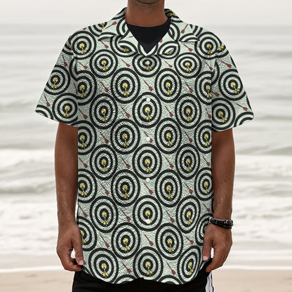 Dartboard Cartoon Pattern Print Textured Short Sleeve Shirt