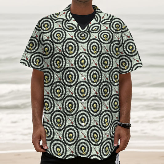 Dartboard Cartoon Pattern Print Textured Short Sleeve Shirt