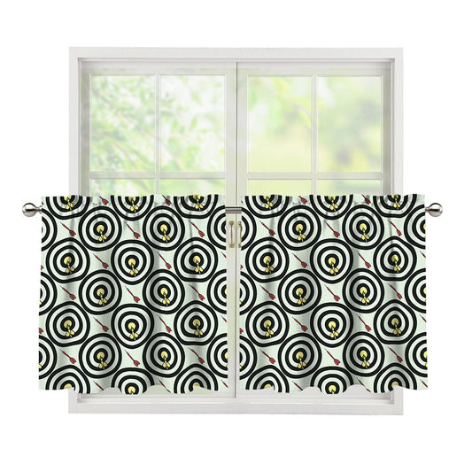 Dartboard Cartoon Pattern Print Tier Curtains