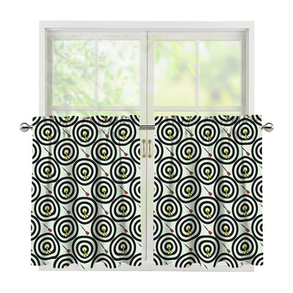Dartboard Cartoon Pattern Print Tier Curtains