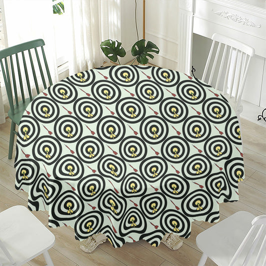 Dartboard Cartoon Pattern Print Waterproof Round Tablecloth