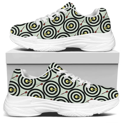 Dartboard Cartoon Pattern Print White Chunky Shoes