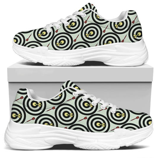 Dartboard Cartoon Pattern Print White Chunky Shoes