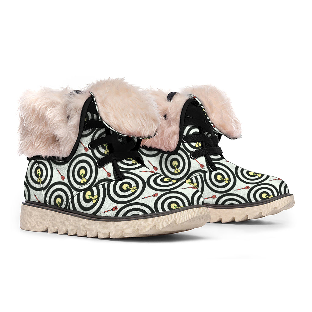 Dartboard Cartoon Pattern Print Winter Boots