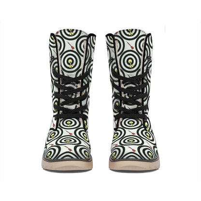 Dartboard Cartoon Pattern Print Winter Boots