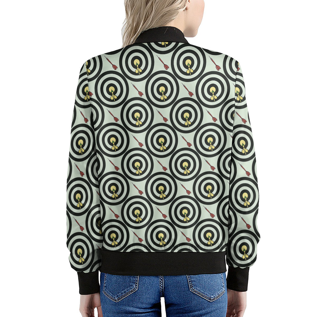 Dartboard Cartoon Pattern Print Women's Bomber Jacket