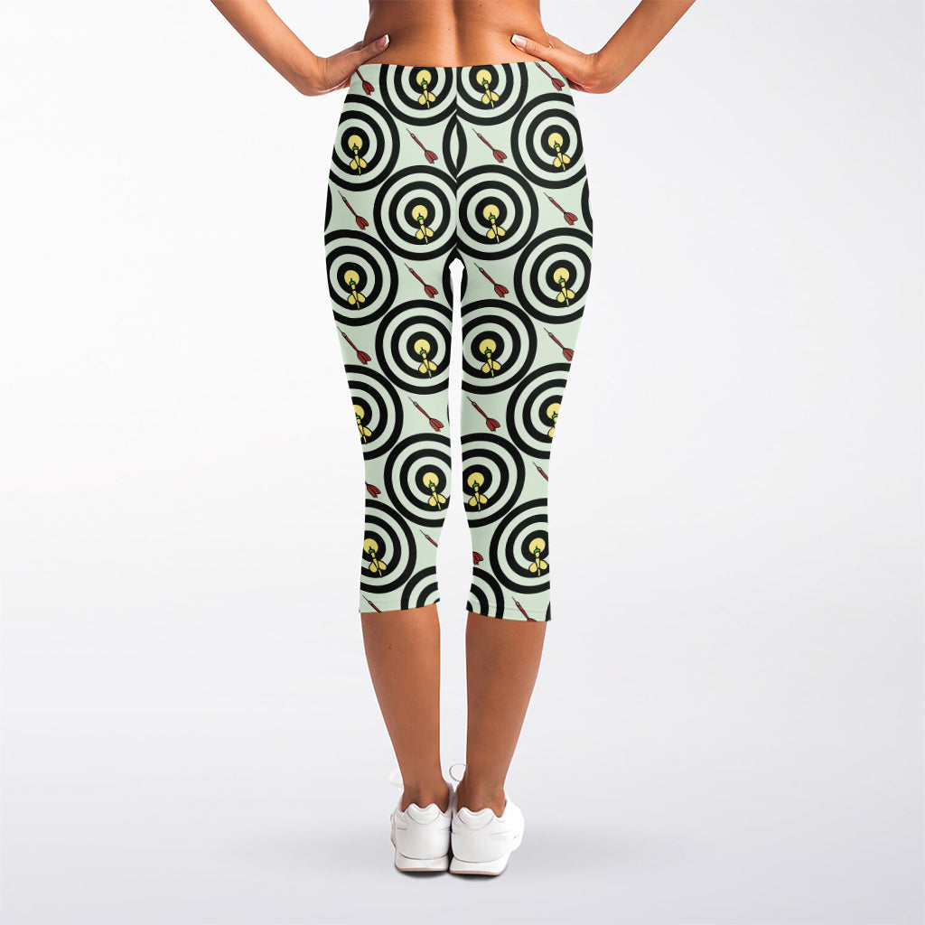 Dartboard Cartoon Pattern Print Women's Capri Leggings