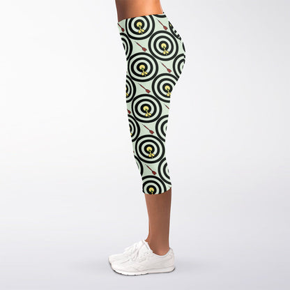 Dartboard Cartoon Pattern Print Women's Capri Leggings