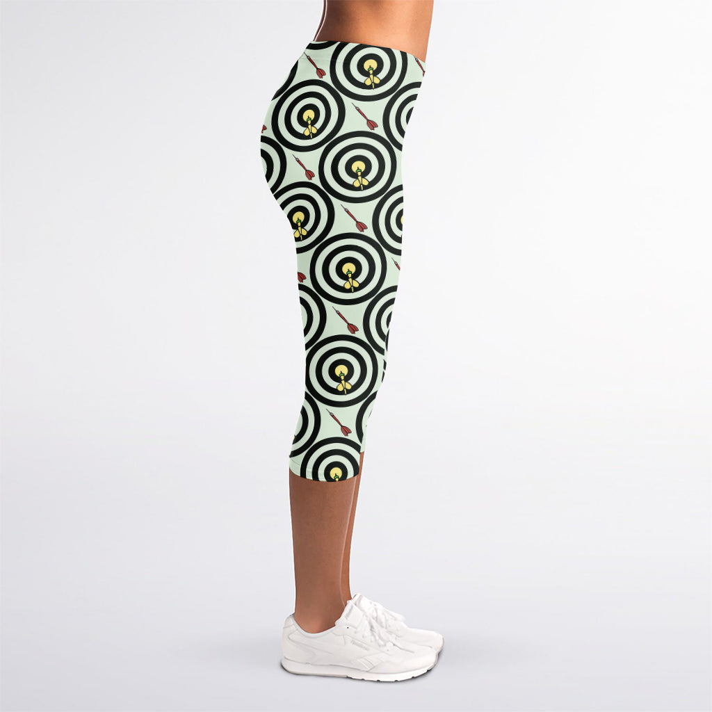 Dartboard Cartoon Pattern Print Women's Capri Leggings