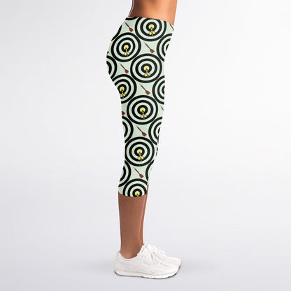 Dartboard Cartoon Pattern Print Women's Capri Leggings