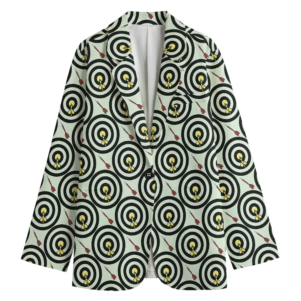 Dartboard Cartoon Pattern Print Women's Cotton Blazer