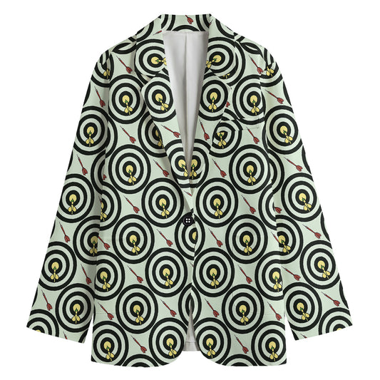 Dartboard Cartoon Pattern Print Women's Cotton Blazer