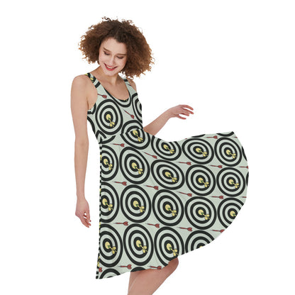 Dartboard Cartoon Pattern Print Women's Sleeveless Dress