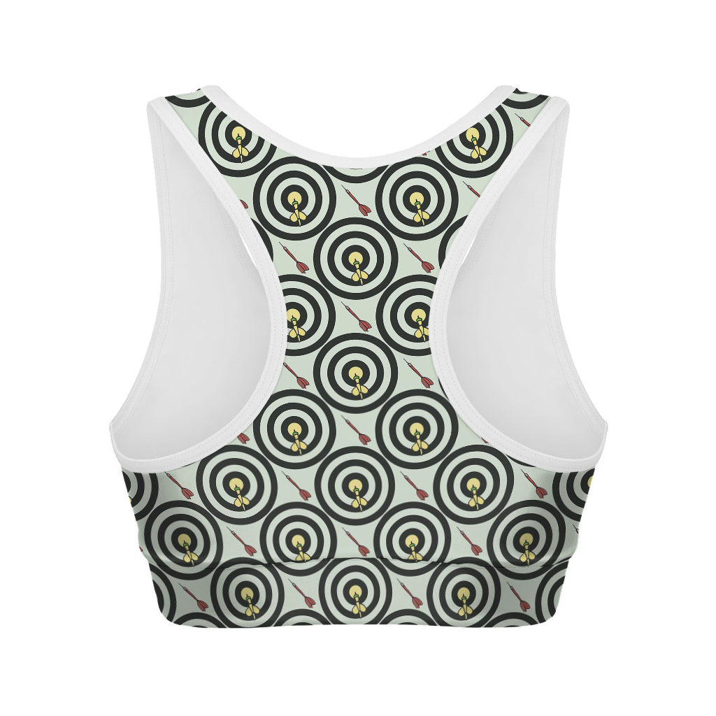 Dartboard Cartoon Pattern Print Women's Sports Bra