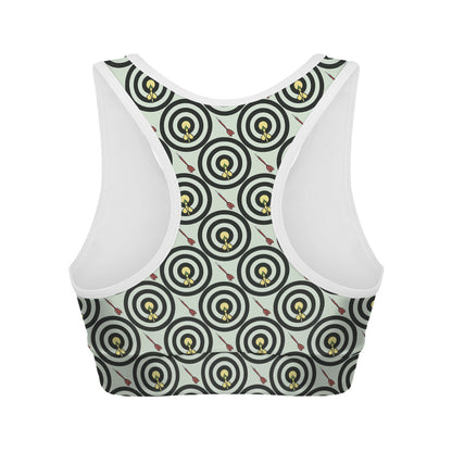 Dartboard Cartoon Pattern Print Women's Sports Bra