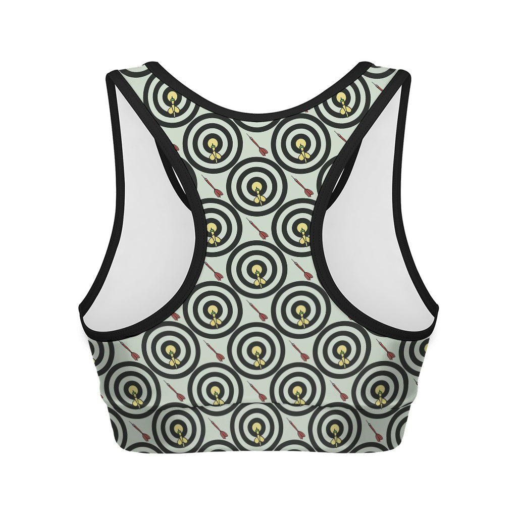 Dartboard Cartoon Pattern Print Women's Sports Bra