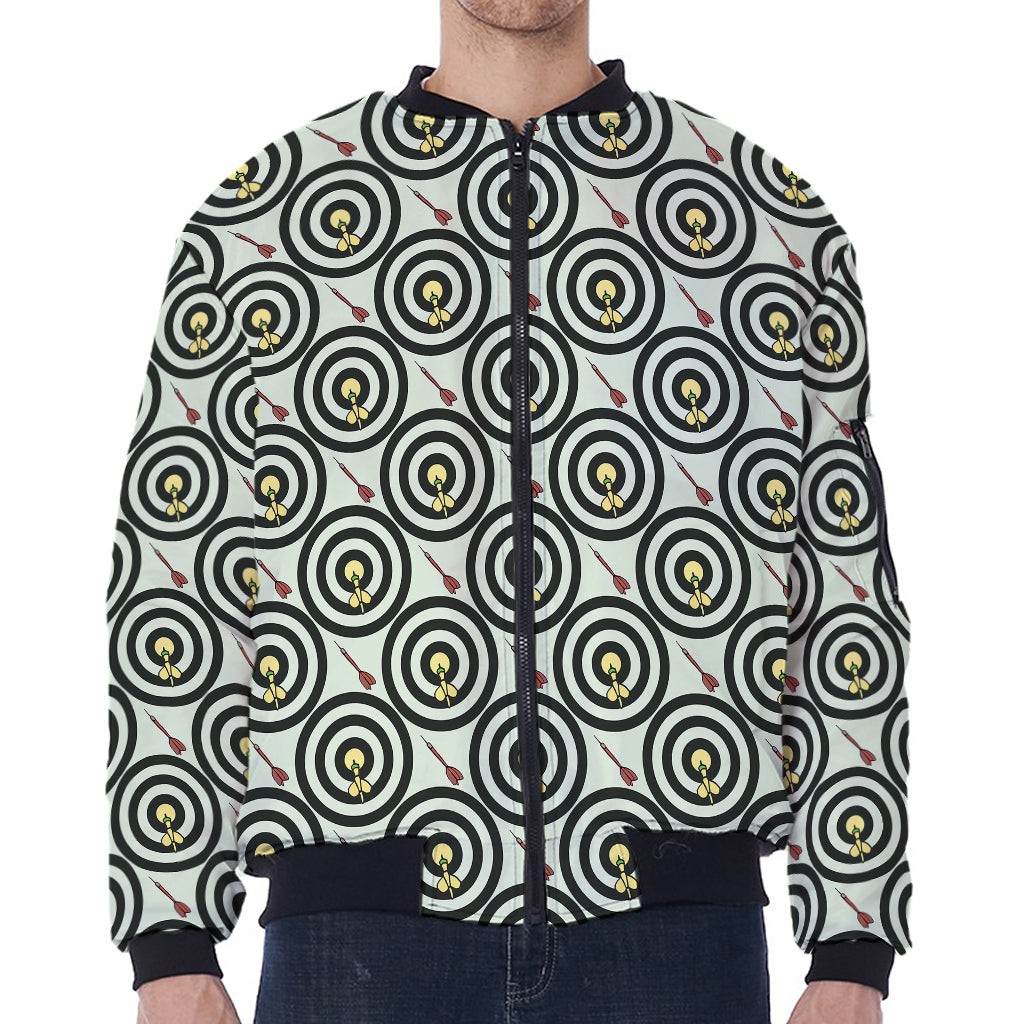 Dartboard Cartoon Pattern Print Zip Sleeve Bomber Jacket