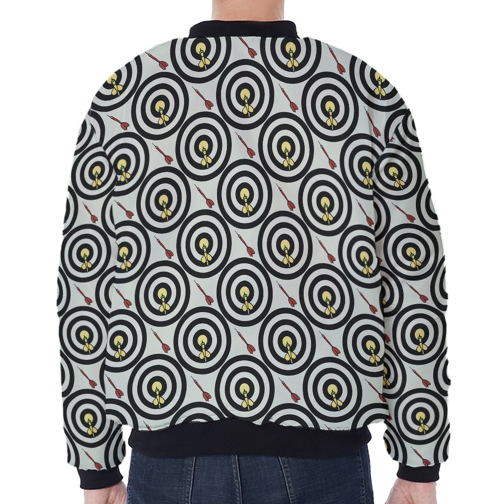 Dartboard Cartoon Pattern Print Zip Sleeve Bomber Jacket