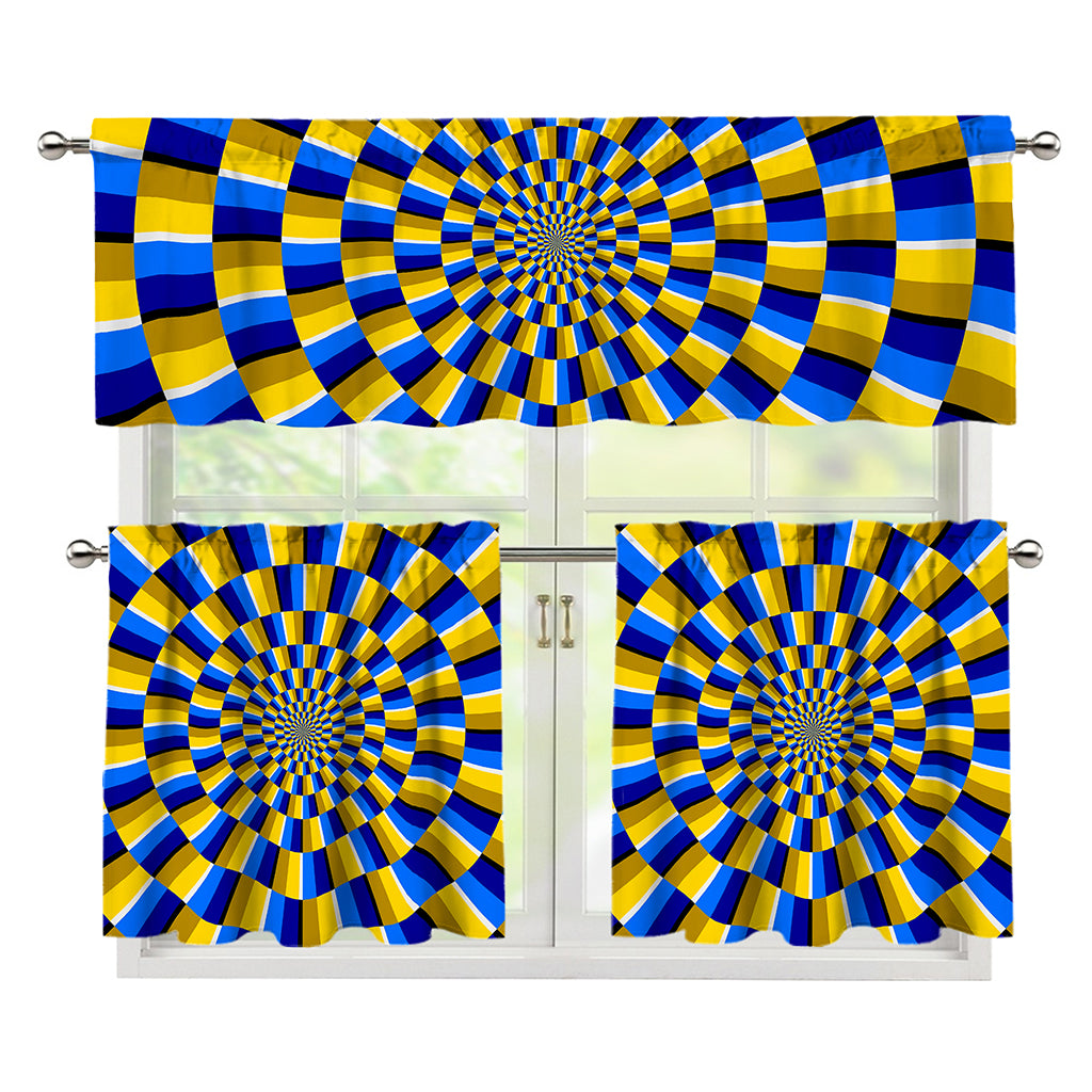 Dartboard Moving Optical Illusion 3 Piece Kitchen Curtains