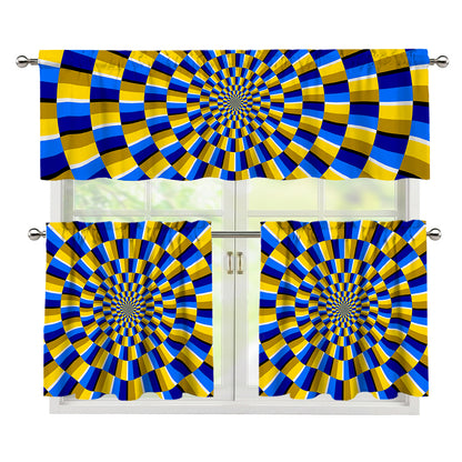 Dartboard Moving Optical Illusion 3 Piece Kitchen Curtains