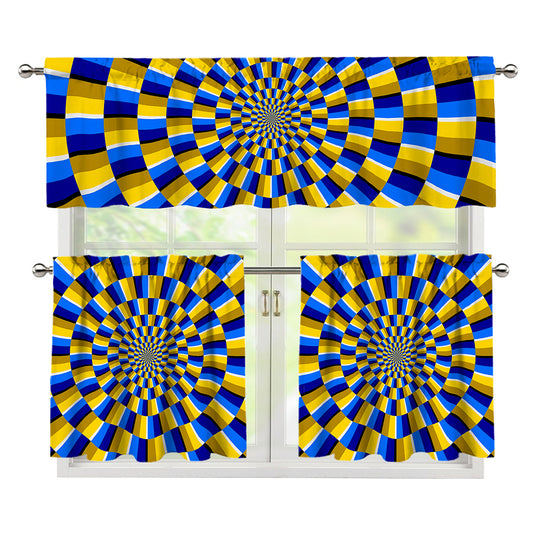 Dartboard Moving Optical Illusion 3 Piece Kitchen Curtains