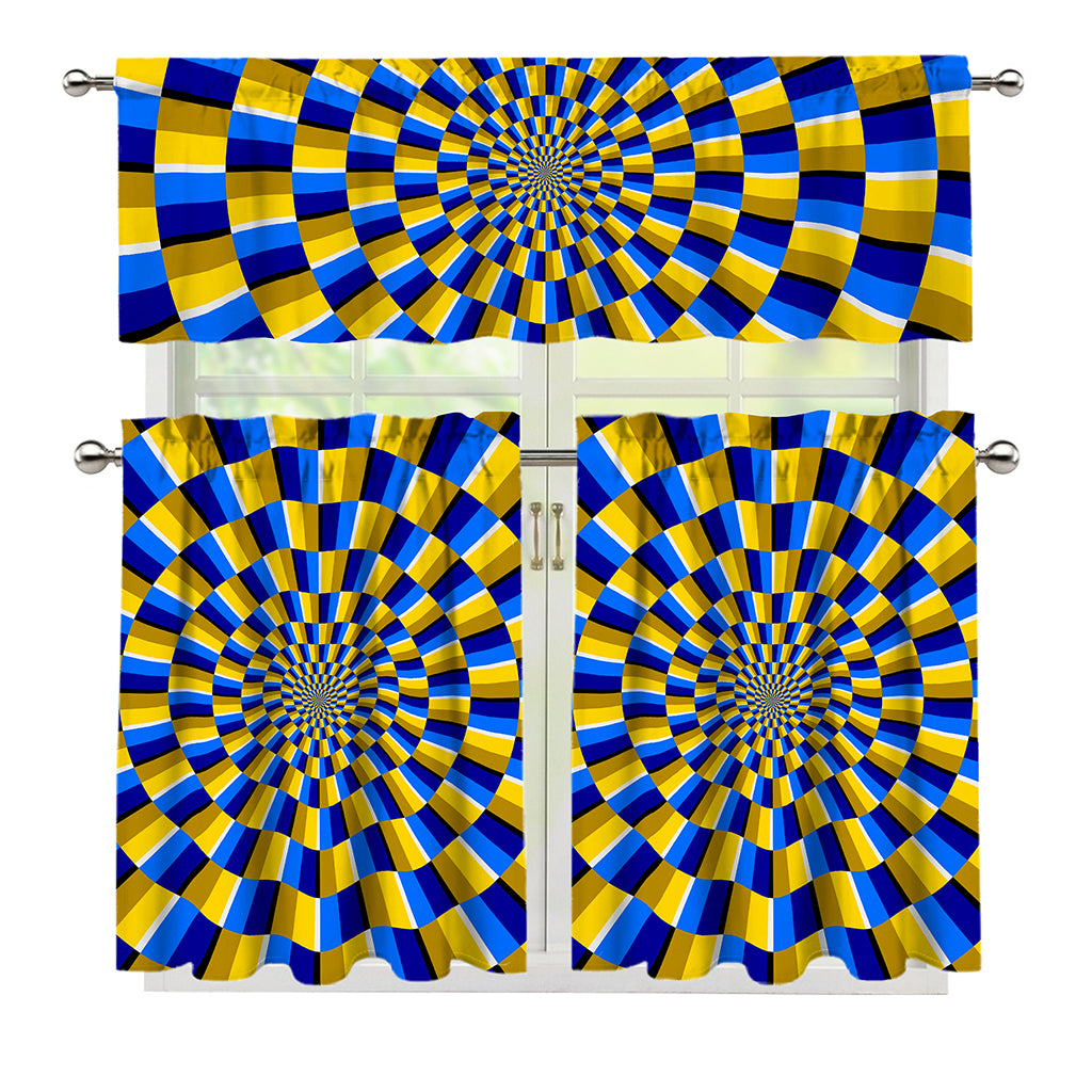 Dartboard Moving Optical Illusion 3 Piece Kitchen Curtains