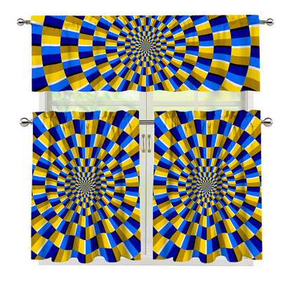 Dartboard Moving Optical Illusion 3 Piece Kitchen Curtains