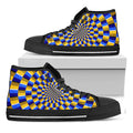 Dartboard Moving Optical Illusion Black High Top Sneakers