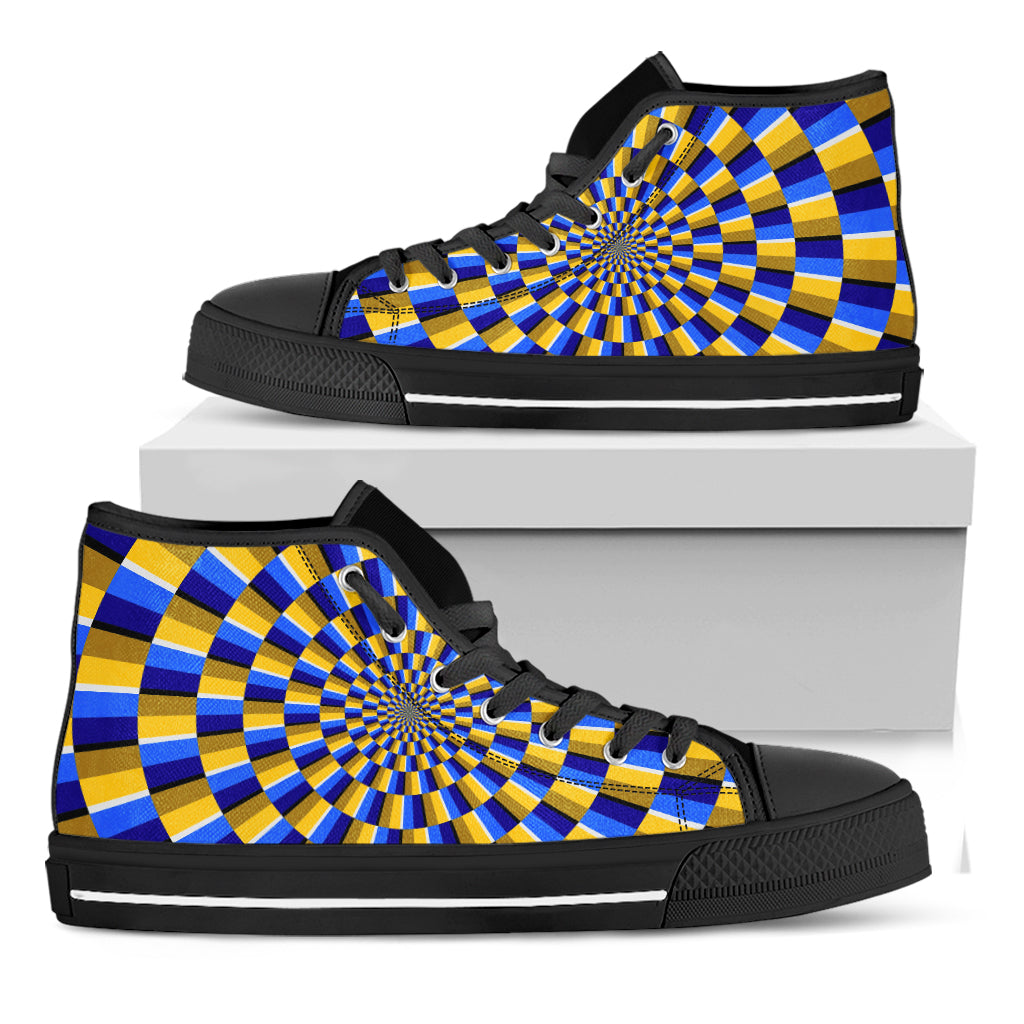 Dartboard Moving Optical Illusion Black High Top Sneakers