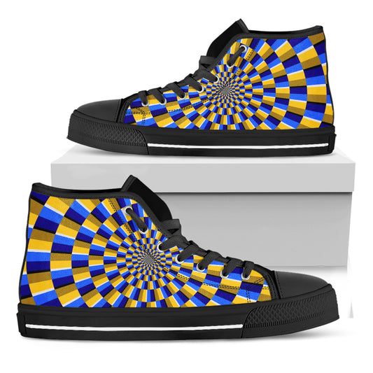 Dartboard Moving Optical Illusion Black High Top Sneakers