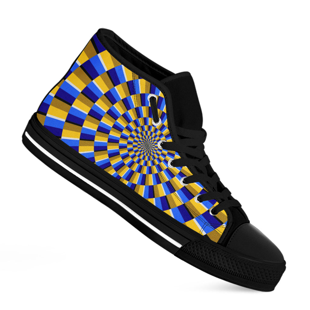 Dartboard Moving Optical Illusion Black High Top Sneakers