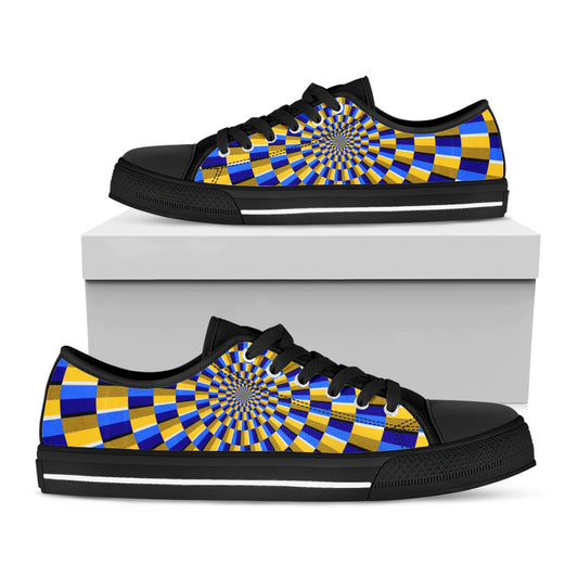 Dartboard Moving Optical Illusion Black Low Top Sneakers