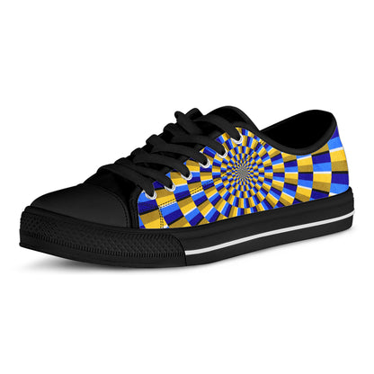 Dartboard Moving Optical Illusion Black Low Top Sneakers