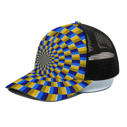 Dartboard Moving Optical Illusion Black Mesh Trucker Cap