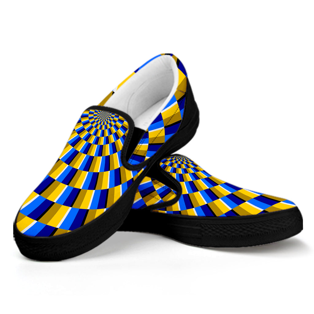 Dartboard Moving Optical Illusion Black Slip On Sneakers