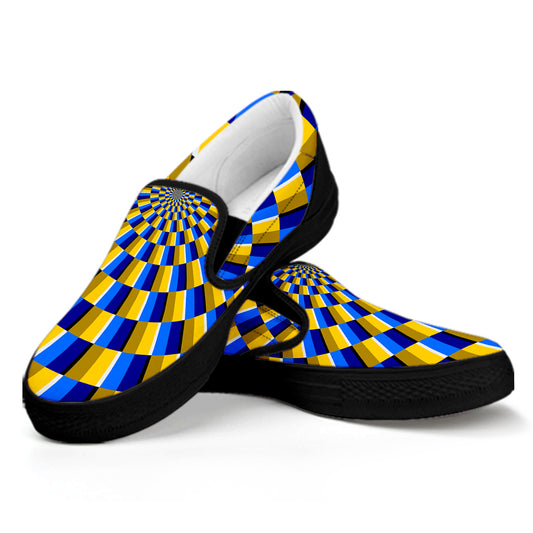 Dartboard Moving Optical Illusion Black Slip On Sneakers