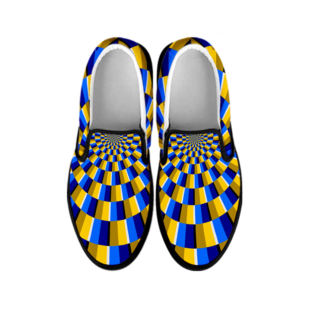 Dartboard Moving Optical Illusion Black Slip On Sneakers