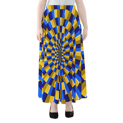 Dartboard Moving Optical Illusion Chiffon Maxi Skirt