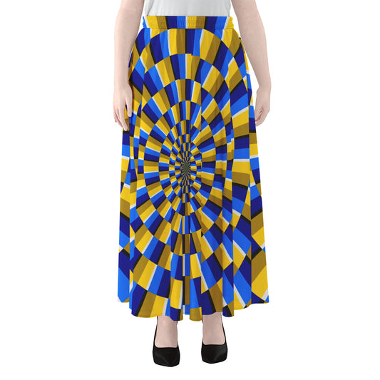 Dartboard Moving Optical Illusion Chiffon Maxi Skirt
