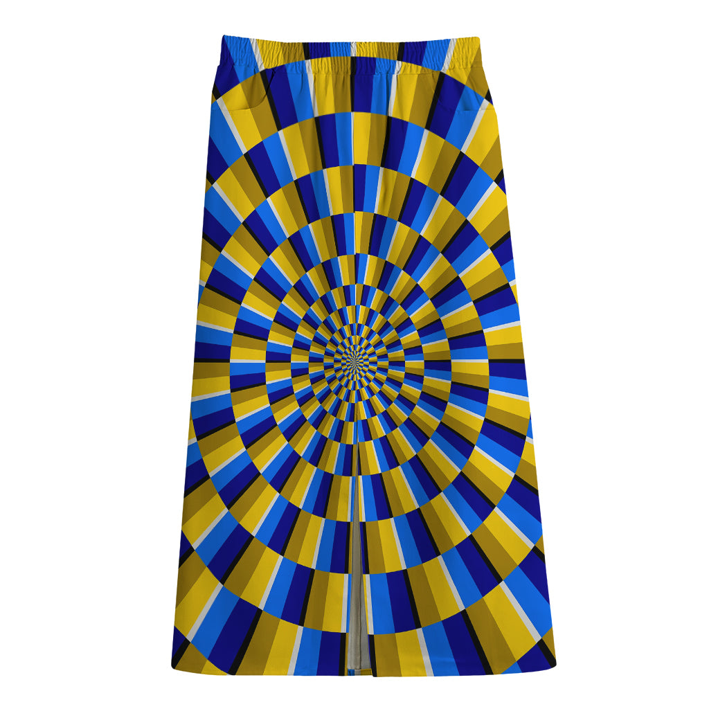 Dartboard Moving Optical Illusion Cotton Front Slit Maxi Skirt