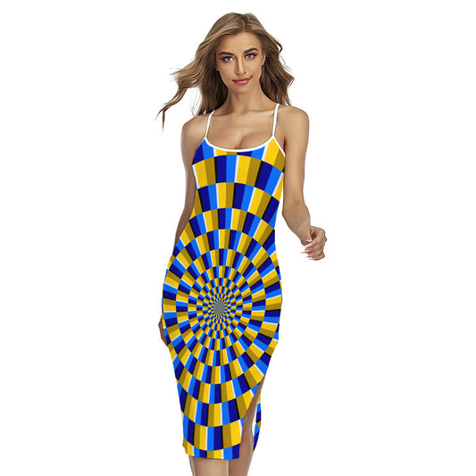 Dartboard Moving Optical Illusion Cross Back Cami Dress